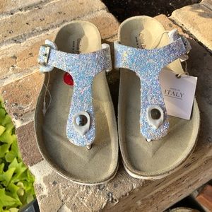 Giulia Palai Girl’s White Glitter Sandals in Size 2 NWT